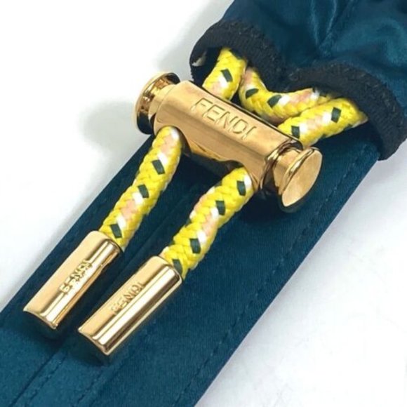 UNUSED FENDI 8C0627 belt Satin Canvas Blue Based - Picture 2 of 10